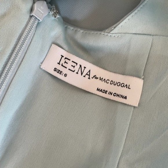 Ieena for Mac Duggal One-Shoulder Jersey Mermaid Gown Powder Blue Size 6 - Picture 6 of 11